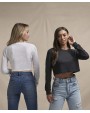 AWDIS Women's long sleeve cropped T T-Shirt personalisierbar