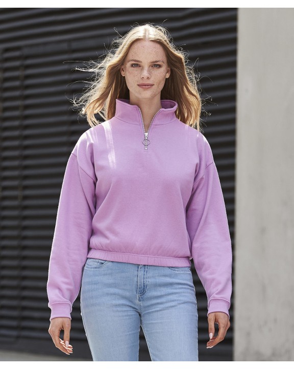 Sweat-shirt personnalisable AWDIS WOMEN'S CROPPED 1/4 ZIP SWEAT
