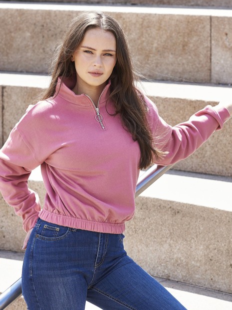 Sweat-shirts à personnaliser AWDIS WOMEN'S CROPPED 1/4 ZIP SWEAT 