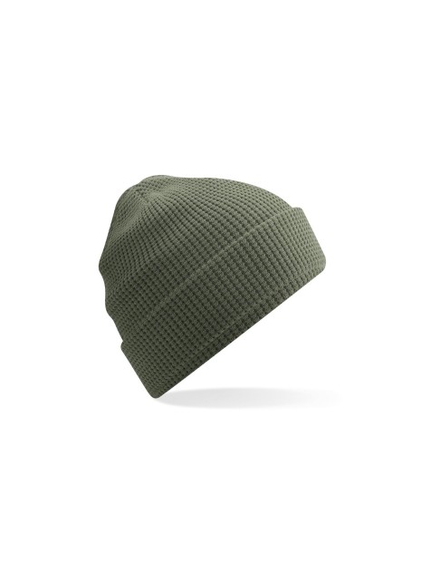 BEECHFIELD ORGANIC COTTON WAFFLE BEANIE vert olive personnalisable
