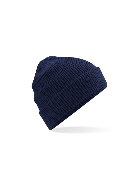 BEECHFIELD ORGANIC COTTON WAFFLE BEANIE oxford navy personnalisable