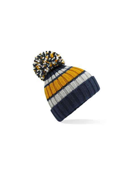BEECHFIELD HYGGE STRIPED BEANIE dijon blue personnalisable