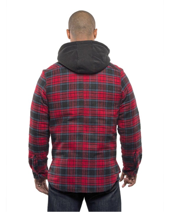 Veste personnalisable BURNSIDE Men´s Flannel Jacket With Sherpa Hoodie