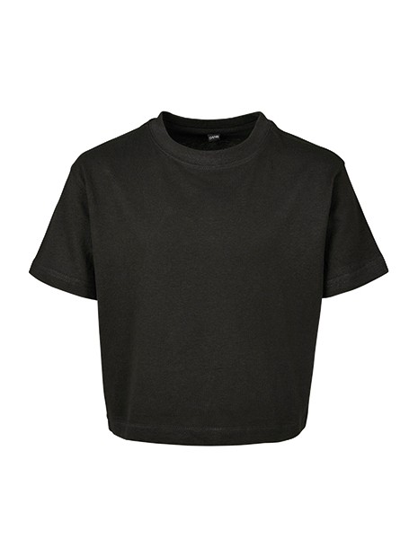 BUILD YOUR BRAND Girls Cropped Jersey Tee noir personnalisable