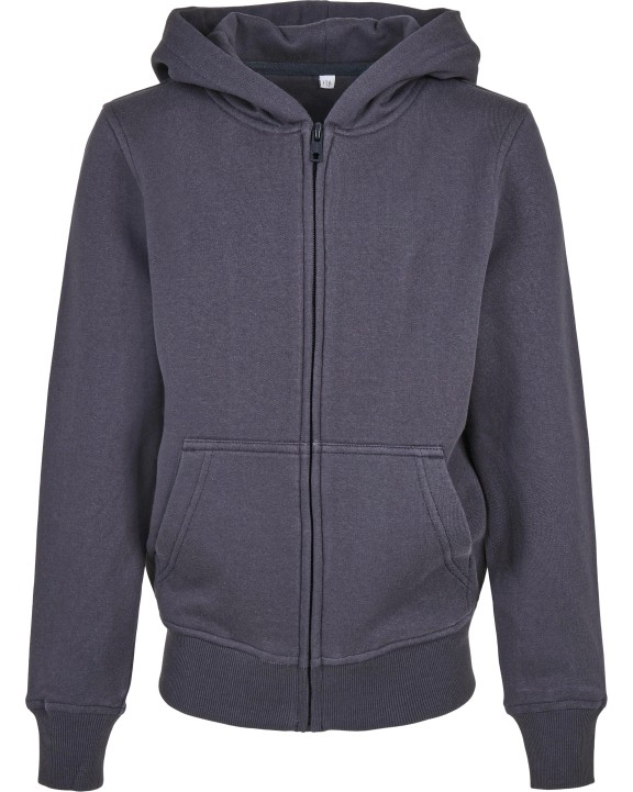 Sweater BUILD YOUR BRAND Kids´ Organic Basic Zip Hoody voor bedrukking &amp; borduring