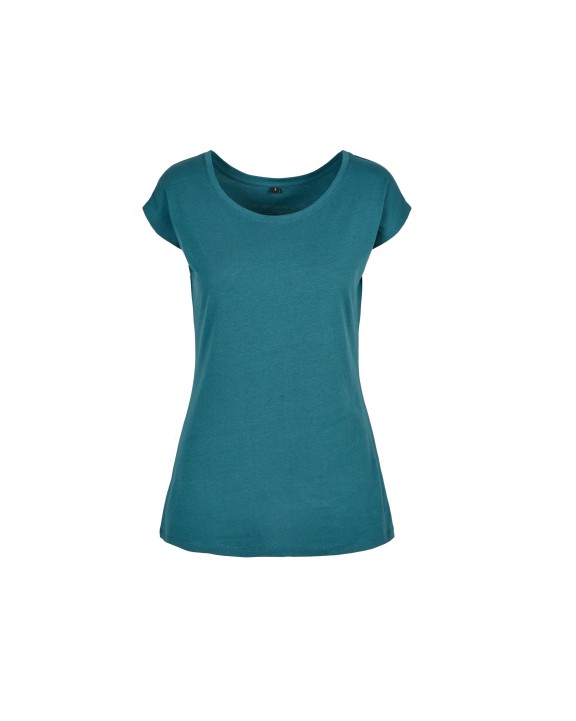 T-shirt BUILD YOUR BRAND LADIES WIDE NECK TEE voor bedrukking &amp; borduring