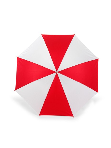 PRINTWEAR Automatic Umbrella With Wooden Handle rouge/blanc personnalisable