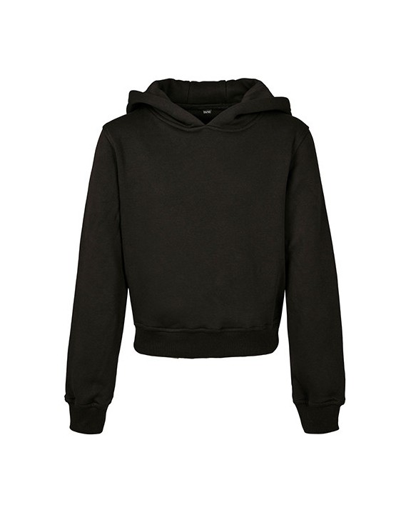 BUILD YOUR BRAND Girls Cropped Sweat Hoody Sweatshirt personalisierbar