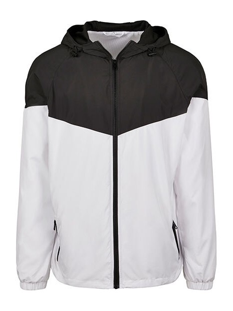 BUILD YOUR BRAND 2-Tone Tech Windrunner blanc/noir personnalisable
