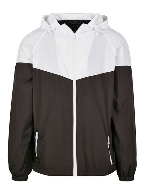 BUILD YOUR BRAND 2-Tone Tech Windrunner noir/blanc personnalisable