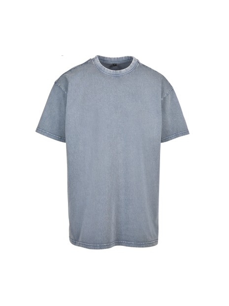 BUILD YOUR BRAND ACID WASHED HEAVY OVERSIZE TEE vintage bleu personnalisable