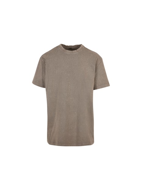 BUILD YOUR BRAND ACID WASHED HEAVY OVERSIZE TEE khaki foncé personnalisable