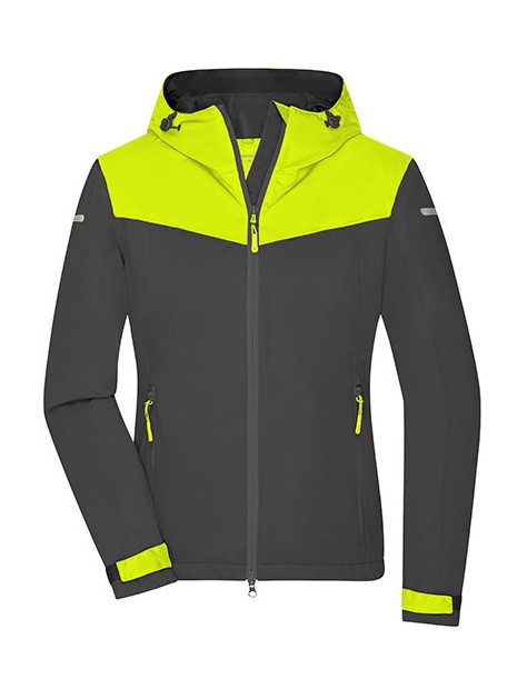 JAMES & NICHOLSON Ladies´ Allweather Jacket carbon/bright yellow/carbon personnalisable