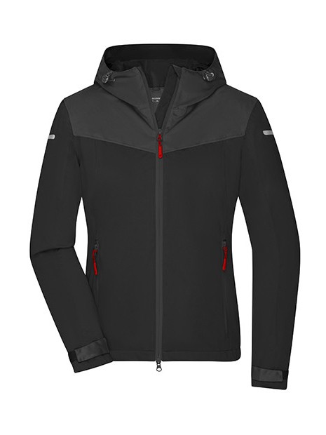 JAMES & NICHOLSON Ladies´ Allweather Jacket black/carbon/light red personnalisable