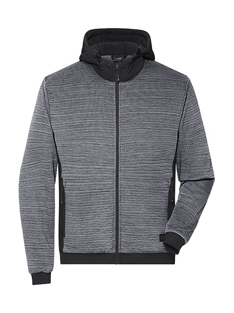 JAMES & NICHOLSON Men´s Padded Hybrid Jacket carbon melange/black personnalisable