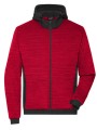 JAMES & NICHOLSON Men´s Padded Hybrid Jacket RED MELANGE/BLACK personnalisable