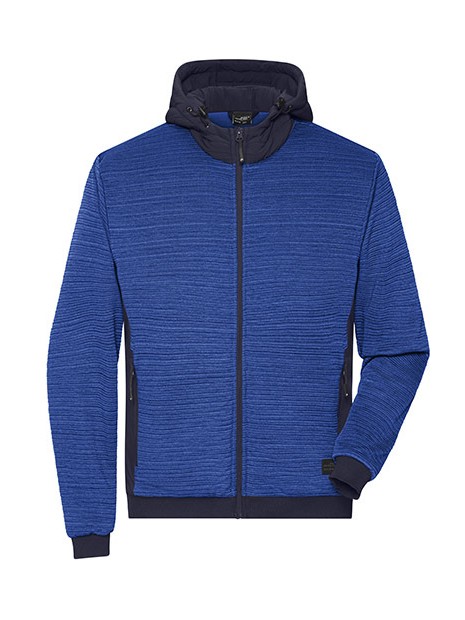 JAMES & NICHOLSON Men´s Padded Hybrid Jacket royal melange/navy personnalisable