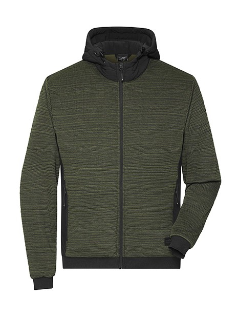 JAMES & NICHOLSON Men´s Padded Hybrid Jacket olive melange/black personnalisable