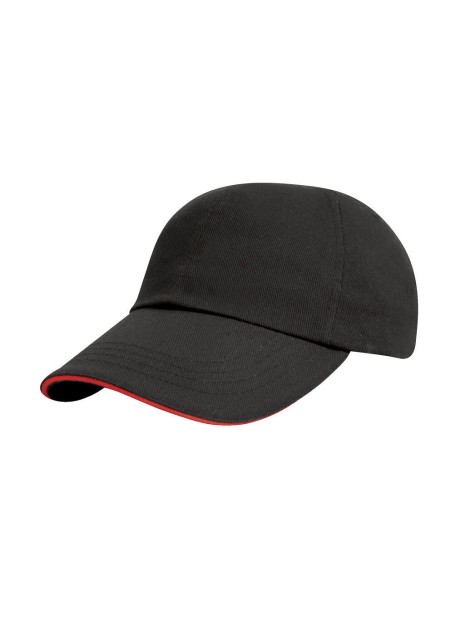RESULT Brushed Cotton Sandwich Cap noir/rouge personnalisable