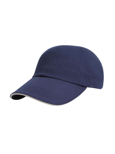 RESULT Brushed Cotton Sandwich Cap bleu marine/blanc personnalisable