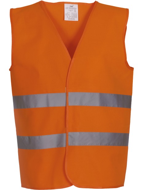 YOKO Gilet à 2 bandes haute visibilité HI VIS ORANGE personnalisable
