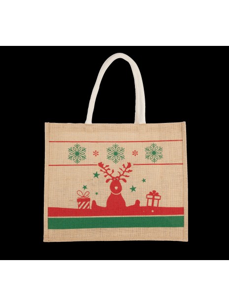 KIMOOD Sac shopping avec motifs de Noël natural / cherry red personnalisable