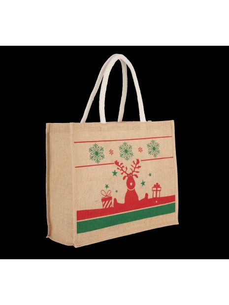 KIMOOD Sac shopping avec motifs de Noël natural / cherry red personnalisable