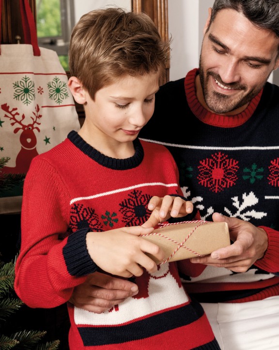 KARIBAN Weihnachtspullover mit Rundhalsausschnitt für Kinder Pullover personalisierbar