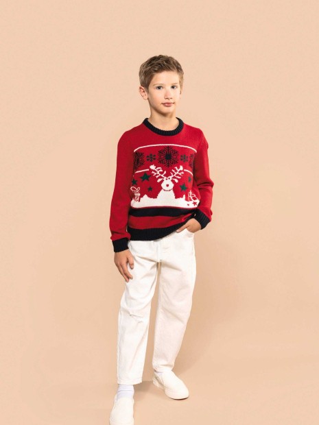 Pulls à personnaliser KARIBAN Pullover col rond de Noël enfant 