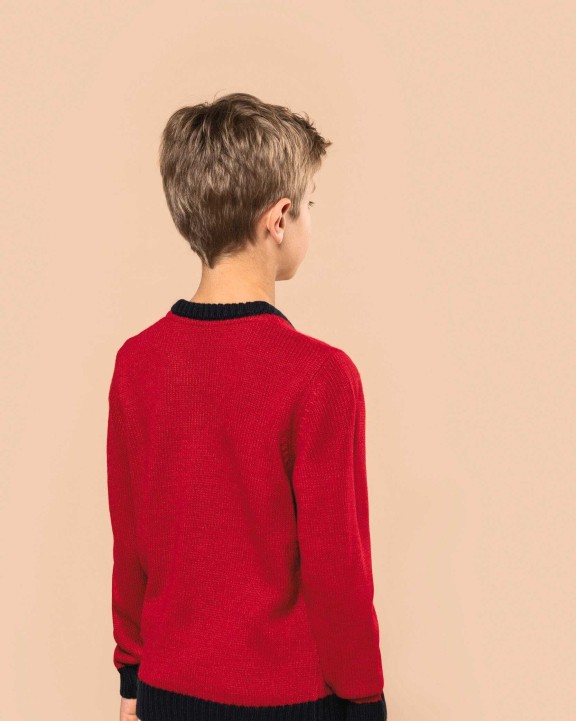 KARIBAN Weihnachtspullover mit Rundhalsausschnitt für Kinder Pullover personalisierbar