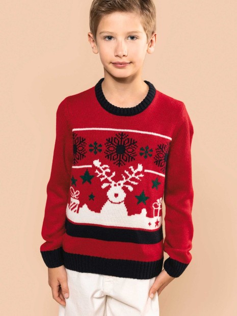 Pulls à personnaliser KARIBAN Pullover col rond de Noël enfant 