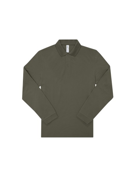 B&C MY POLO 180 Homme manches longues vert camo personnalisable