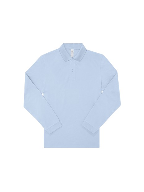 B&C MY POLO 180 Homme manches longues blush blue personnalisable
