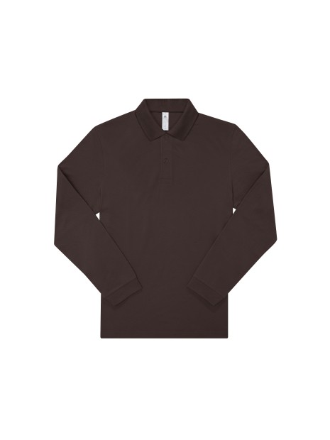 B&C MY POLO 180 Homme manches longues roasted coffee personnalisable