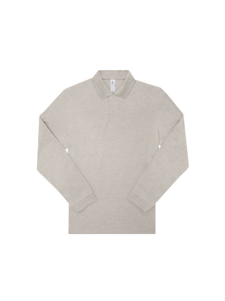 B&C MY POLO 210 Homme manches longues heather grey fog personnalisable