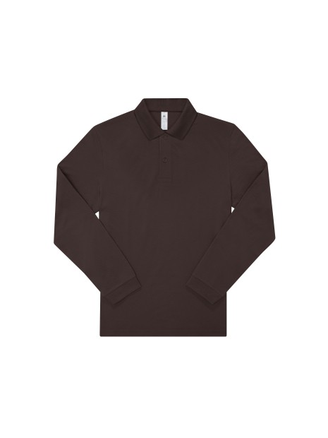 B&C MY POLO 210 Homme manches longues roasted coffee personnalisable