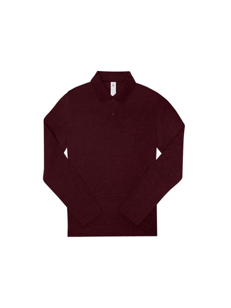 B&C MY POLO 210 Femme manches longues Heather Burgundy personnalisable