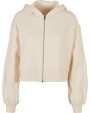 BUILD YOUR BRAND Ladies Short Oversized Zip Jacket Sweatshirt personalisierbar