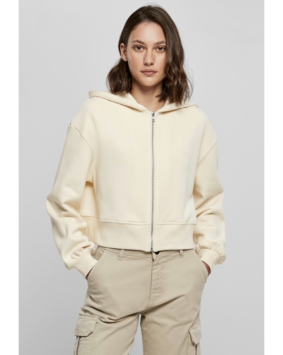 Sweat-shirt personnalisable BUILD YOUR BRAND Ladies Short Oversized Zip Jacket