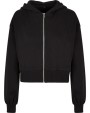 BUILD YOUR BRAND Ladies Short Oversized Zip Jacket Sweatshirt personalisierbar