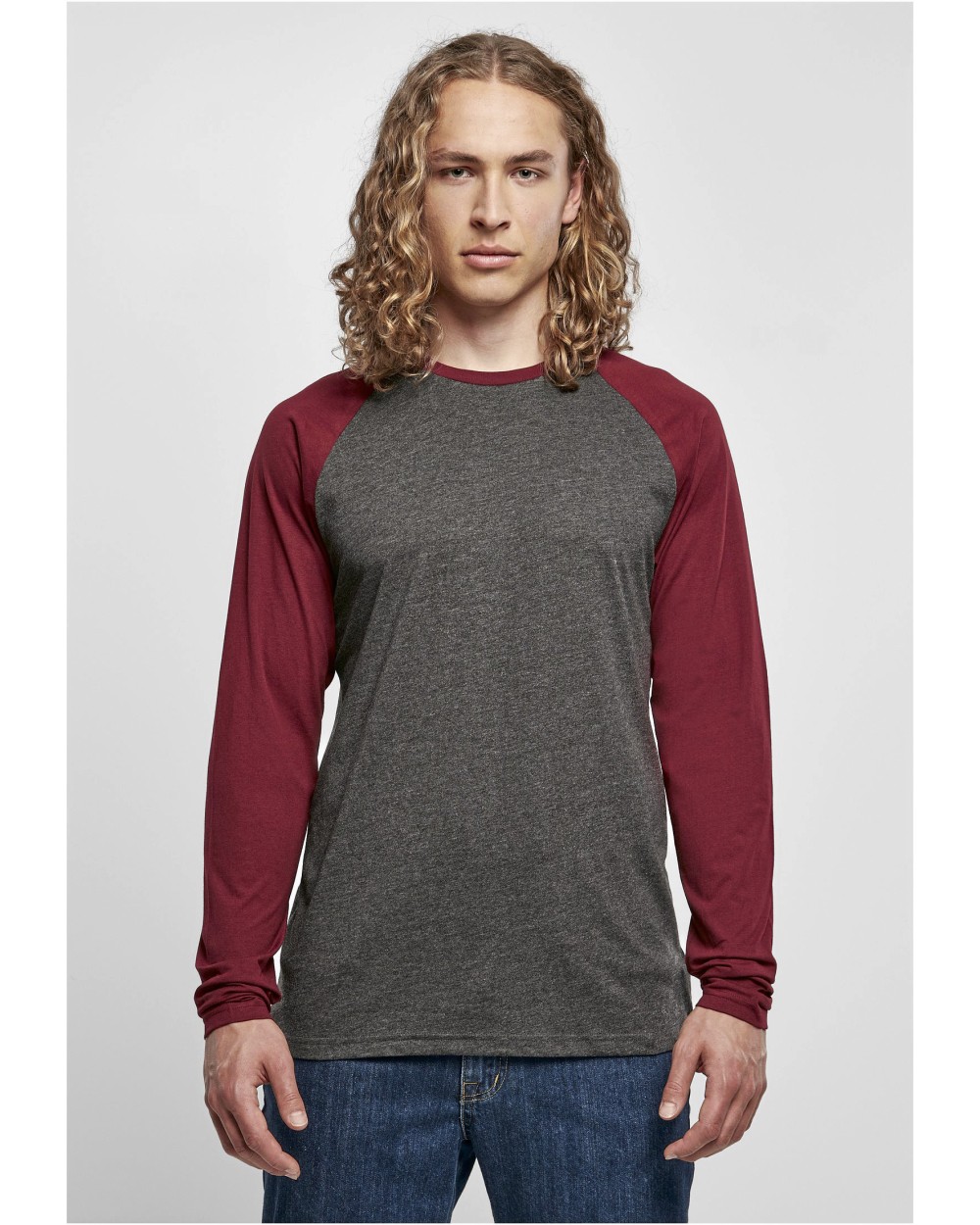 T-shirt BUILD YOUR BRAND Men´s Contrast Raglan Longsleeve T-Shirt voor bedrukking &amp; borduring