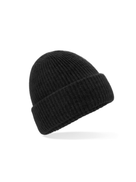 BEECHFIELD COSY RIBBED BEANIE black marl personnalisable