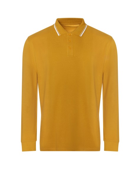 AWDIS Long Sleeve Tipped 100 Polo mustard/white personnalisable