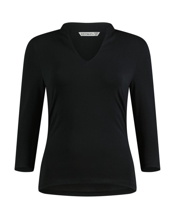 KUSTOM KIT Regular Fit Mandarin Collar Top 3/4 Sleeve T-Shirt personalisierbar