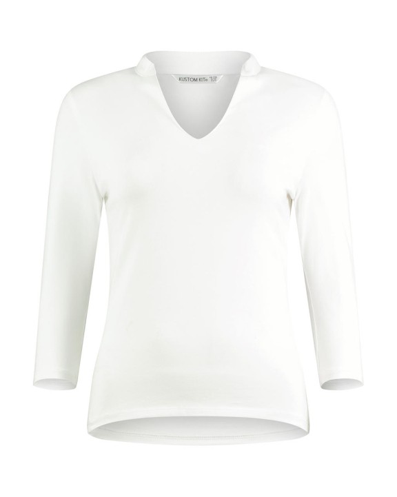 T-shirt personnalisable KUSTOM KIT Regular Fit Mandarin Collar Top 3/4 Sleeve