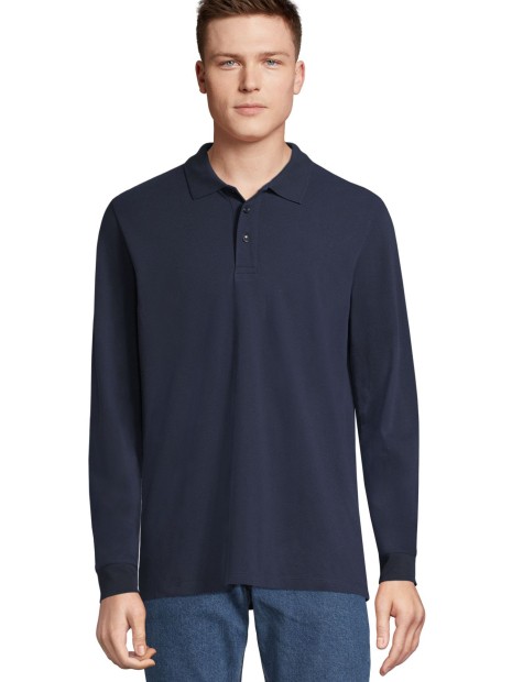 Polos à personnaliser SOL'S Unisex Long Sleeve Polycotton Polo Shirt french marine