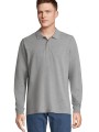 Polos à personnaliser SOL'S Unisex Long Sleeve Polycotton Polo Shirt gris chiné