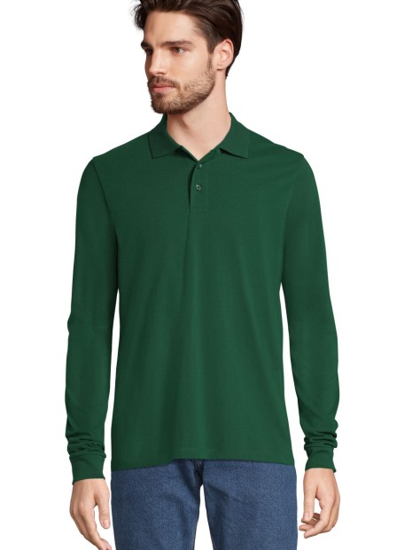 Polos à personnaliser SOL'S Unisex Long Sleeve Polycotton Polo Shirt vert bouteille