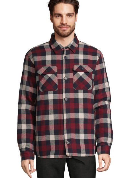 Chemises à personnaliser SOL'S Unisex Checkered Overshirt Noah bordeau moyen