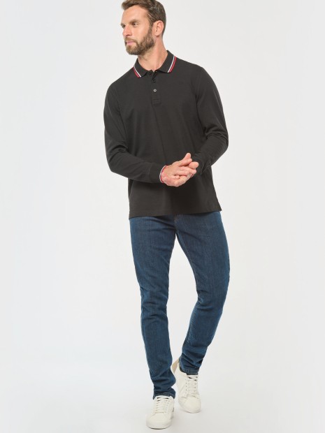 Polos à personnaliser KARIBAN Polo maille piquée manches longues homme 